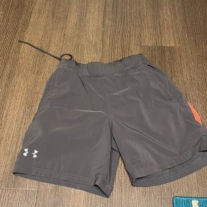 Grey, medium under armor running shorts